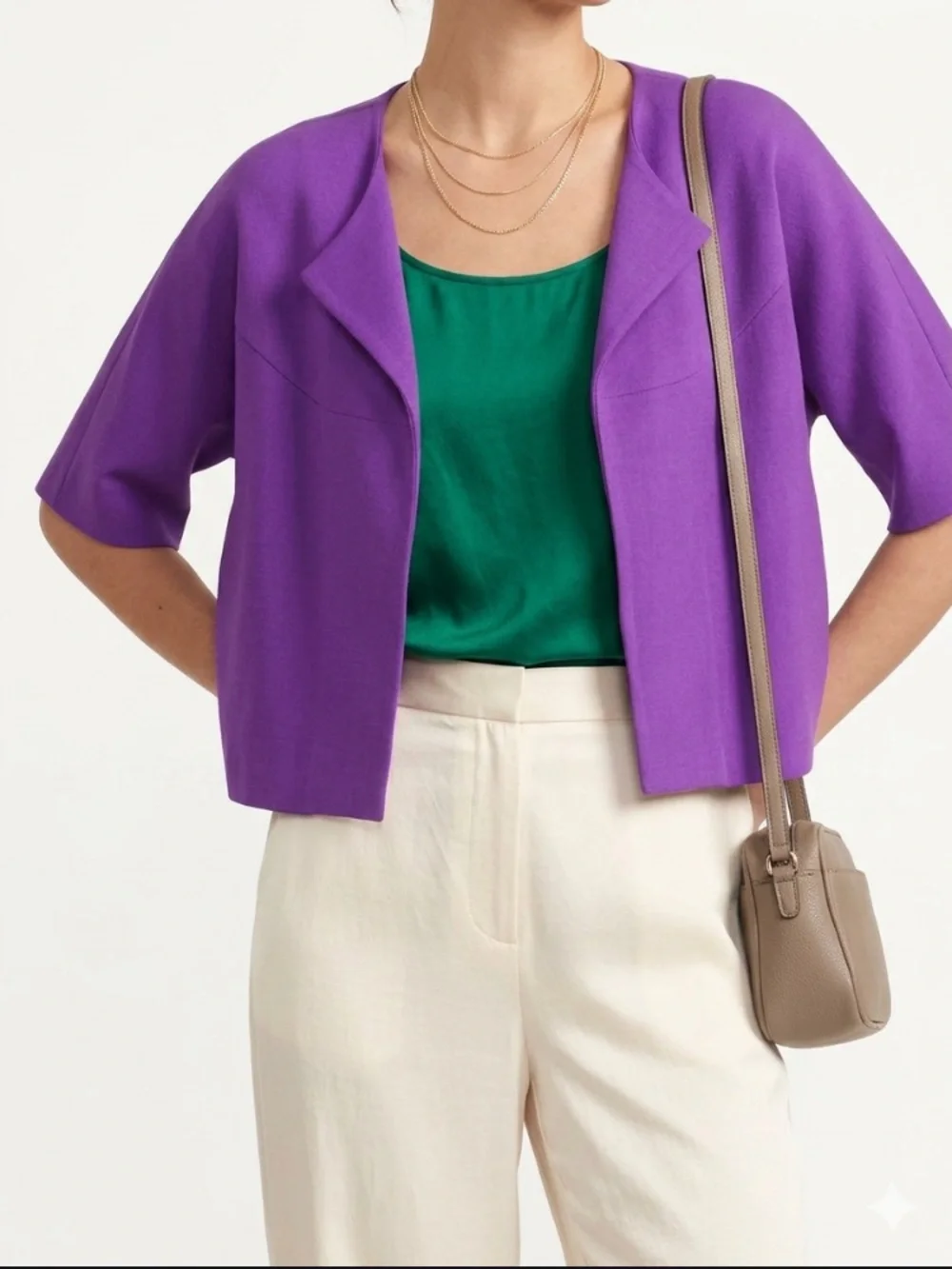 KATE SPADE Micah Short Sleeved Cropped Open Front Jacket with Pockets size 2